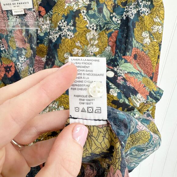 Trovata Birds Of Paradis Dakota Blouse Floral Deep Bramble Short Sleeve V Neck - Picture 6 of 9